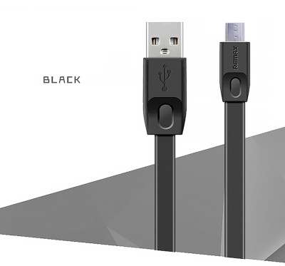 Други USB кабели Луксозен Micro USB кабел тип лента 2 метра Remax Fast charge черен